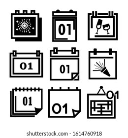 calendar new year icon isolated sign symbol vector illustration - Collection of high quality black style vector icons
