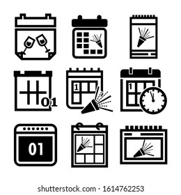 calendar new year icon isolated sign symbol vector illustration - Collection of high quality black style vector icons
