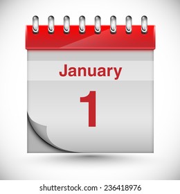 Calendar for new year's day, vector