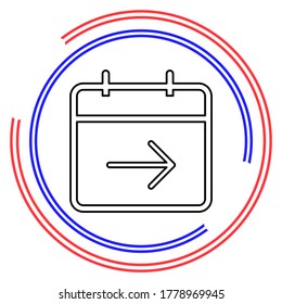 icono de calendario al día siguiente, icono de calendario vectorial, símbolo de evento. Pictograma de línea delgada - trazo editable de contorno