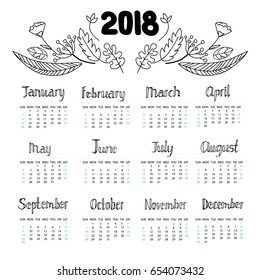 Calendar Next Year Floral Decoration Hand Stock Vector (Royalty Free ...