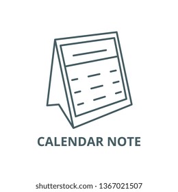 Calendar note line icon, vector. Calendar note outline sign, concept symbol, flat illustration