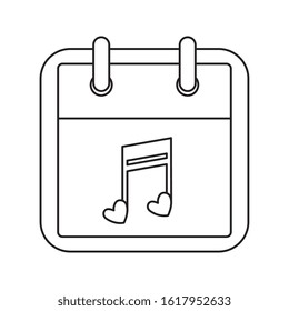 calendar with note music isolated icon vector illustration design