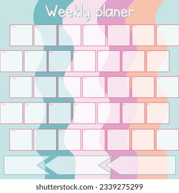 Calendar for Notes, Cute daily planer, to do on white background, notes, reminds 