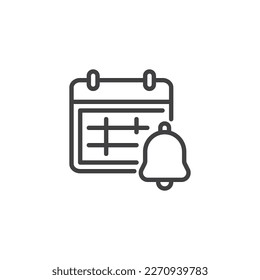 Calendar notice line icon. linear style sign for mobile concept and web design. Calendar reminder notification outline vector icon. Symbol, logo illustration. Vector graphics