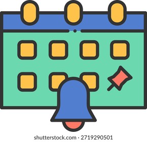 Calendario con timbre de notificación e icono de inserción