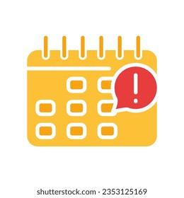 Calendar with notification line icon. Don't miss, alarm clock, reminder, planning, month, year, schedule. Vector colored icon on a white background for business