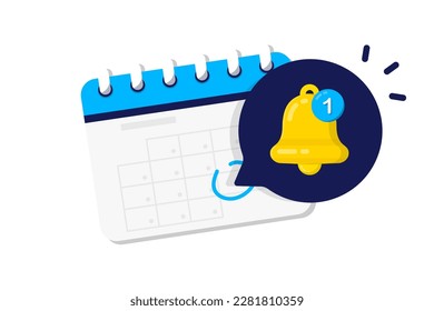 Calendar with notifications. Reminder in calendar. Important day concepts. Calendar deadline. Event notification. Business planning ,events, reminder and timetable. Vector illustration