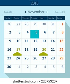 Calendar November 2015 vector design template