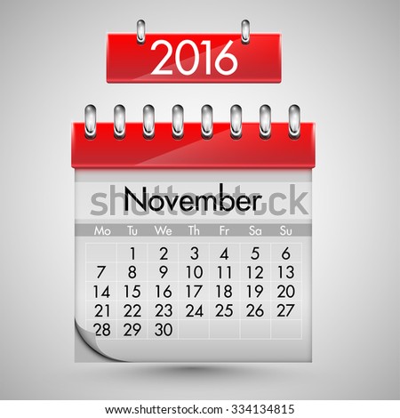 Calendar for november, 2016, vector