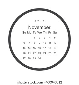 Calendar November 2016 vector design