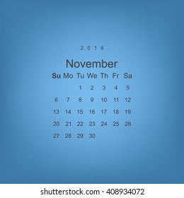 Calendar November 2016 vector design