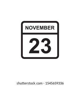 calendar - November 23 icon illustration isolated vector sign symbol