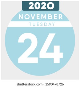 Calendar, November  24th, 2020. Blue color