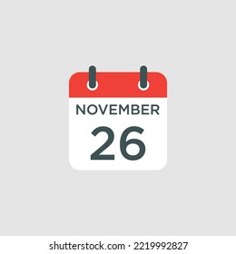calendar - November 26 icon illustration isolated vector sign symbol