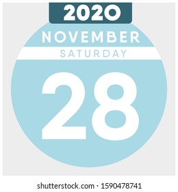 Calendar, November 28th, 2020. Blue color