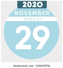 Calendar, November 29th, 2020. Blue color