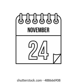 Calendar november twenty fourth icon in outline style isolated on white background. Date symbol vector illustration