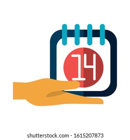 calendar with number 14 valentines day vector illustration design