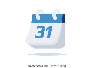 Calendar with number 31, minimal style, flat desing and illustration.