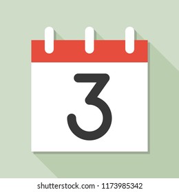 calendar and number, calendar icon set, flat design vector with long shadow