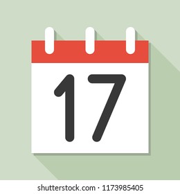 calendar and number, calendar icon set, flat design vector with long shadow