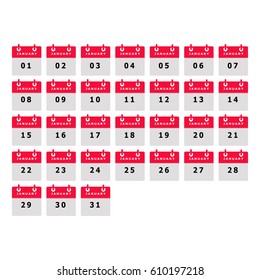 calendar number for January month template illustrator icon vector design set
