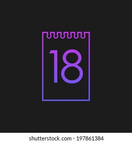 Calendar with numeral eighteen 