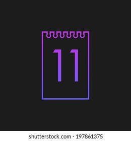 Calendar with numeral eleven 