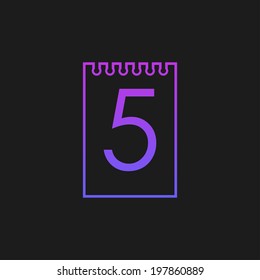 Calendar with numeral five 