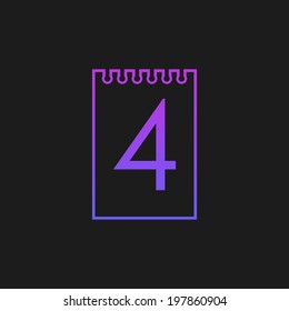 Calendar with numeral four 