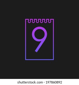 Calendar with numeral nine 