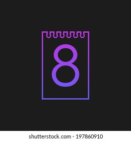 Calendar with numeral seven eight 