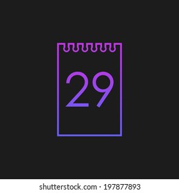 Calendar with numeral twenty nine 