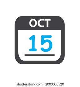 calendar - Oct 15 icon illustration, October flat vector design
