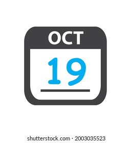 calendar - Oct 19 icon illustration, October flat vector design