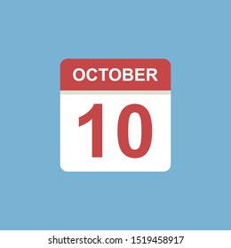 calendar - October 10 icon illustration isolated vector sign symbol