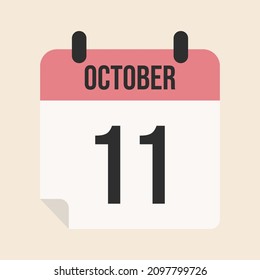 calendar for october 11th, isolated object