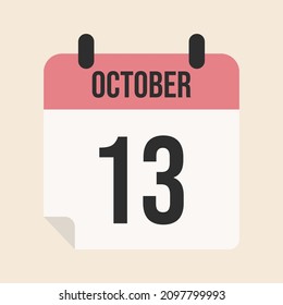 calendar for october 13th, isolated object