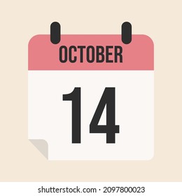 calendar for october 14th, isolated object