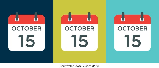 calendar - October 15 icon illustration isolated vector sign symbol