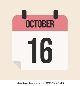 calendar for october 16th, isolated object