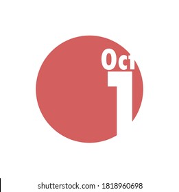 Calendar of October 1,China's National Day on October 1st.Calendar icon flat design.