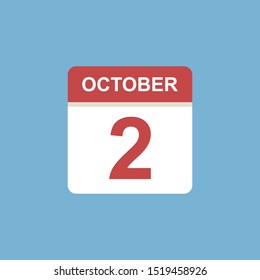 calendar - October 2 icon illustration isolated vector sign symbol