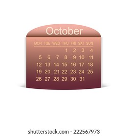 Calendar October 2015. Vector illustration 