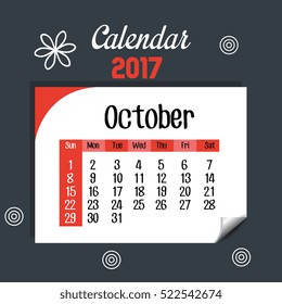 calendar october 2017 template icon