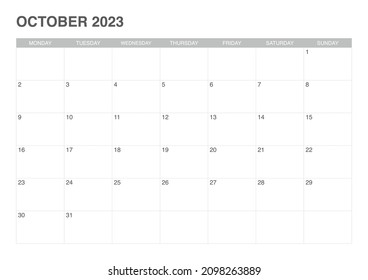 calendar October 2023, simple design