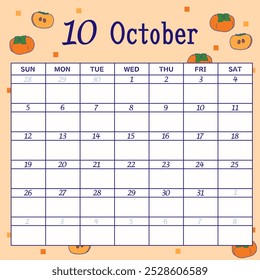 Calendar for October 2025 starting on Sunday