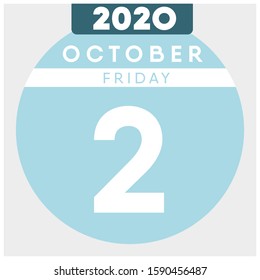 
Calendar, October 2nd, 2020. Blue color