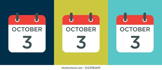 calendar - October 3 icon illustration isolated vector sign symbol